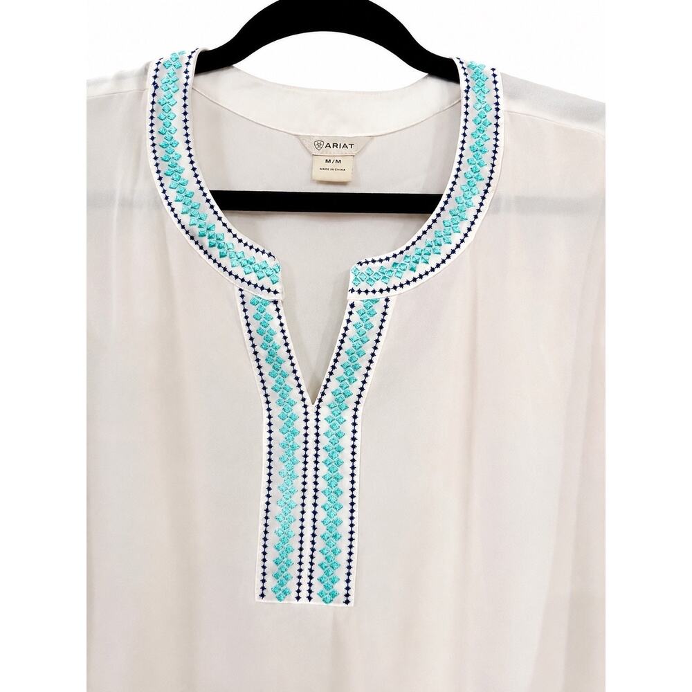 Ariat Callie Blouse Wns Medium Coconut Milk Embroidered Western Boho Cowgirl - Picture 5 of 13
